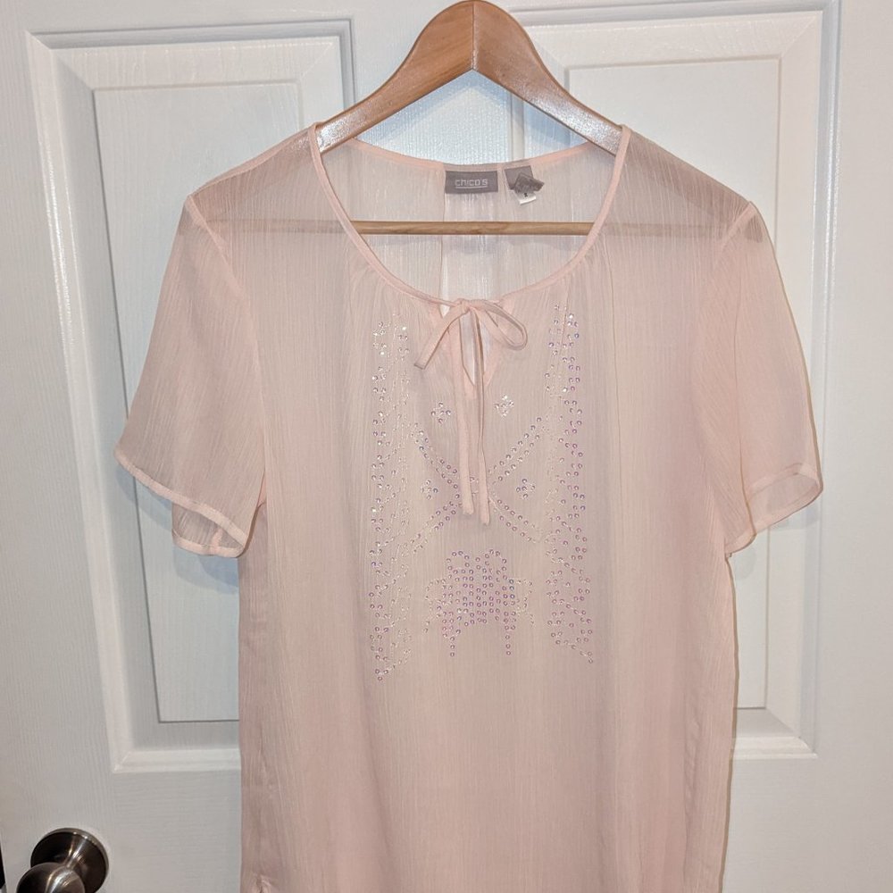 Chico's Short-Sleeve Sheer Blouse